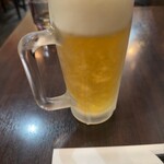 とりまる - おつまみセットの生ビールセット(生ビール、ねぎ塩ソース)