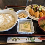 本宮庵 - ランチ（カキフライ定食）