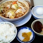 レストラン稲穂 - 肉鍋定食・温泉たまご付　600円