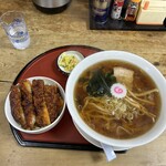 もりなが食堂 - ミニろセット(ミニソースかつ丼とラーメン)