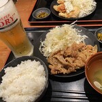 てけてけ - 極みの生姜焼き定食(¥890税込)&生ビール(¥198税込)