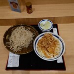 信州屋 - 信州かつ丼セット (もりそば)、800円。