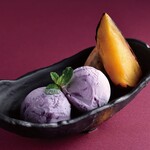 Kyushu purple sweet potato ice cream and roasted sweet potato