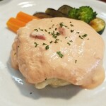 キッチン ブルー グローブ - 更なる、海老と里芋のハンバーグのアップ