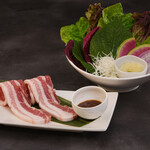 Perilla pork samgyeopsal set