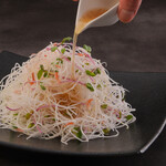 Dried shrimp, daikon radish and ripe plum salad