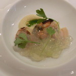 レストランディファランス - ハマグリやムール貝と、共にセロリのムース(^^♪爽やかで軽やかな一品！♡