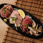 selection of three types of meat sashimi