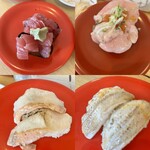 魚心 - 賄いマグロ軍艦、ぶりの白子、炙り金目鯛、炙りのど黒