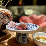 yakinikuhambee - はんべゑ特選おまかせコース・72時間醤油麹に漬け込んだ肉刺し