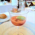 マダム・トキ - 無農薬完熟トマトといちごのスープ
         長野県産グリーンアスパラガスのクレームグラッセ
      