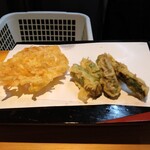 天ぷら 天若 - 白魚、アスパラ