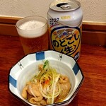 俺の中華たなか家 - 先着☆は(^_-)-☆　「のどごし生」＆サービスおつまみ「ホルモン」着卓＼(^o^)／　らーめん提供迄の間の楽しみ(*´艸｀*)泡立ち良好❤️両者冷え❄冷え❄