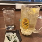 居酒屋さざん - メガハイとお水のチェイサー（店員さんの優しさ 笑）