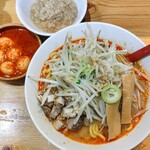 味噌麺処 花道庵 - あえ麺､チンピラ玉子､背脂