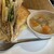 カフェむぎわらい - 料理写真:ハムチーズサンドと押し麦のスープ小のセット