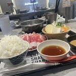 Hitorishabushabu Nanadaime Matsugorou - まんぷくセット。ご飯大盛り！(相方注文)