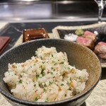 鉄板焼き あさひ - ガーリックライス