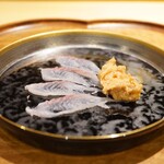 参宮橋 あさや - ●お造り
                                共水うなぎ、余市のあん肝
                                お造りの鰻は神経〆にして2日寝かせたもの。