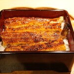 参宮橋 あさや - ●うな重
      手前が浜名湖の新仔うなぎ、奥が共水うなぎを食べ比べさせてくれるる贅沢なおもてなし。