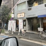 光麟堂 - 白線のパーキングからの店構え