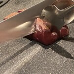 焼肉ホルモン 風土. - 新鮮レバーの炙りネギ塩
      ＊知床牛の捌き立てのレバーをサッとあぶり、特製のネギ塩ソースで