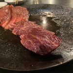 焼肉ホルモン 風土. - 赤肉盛り合わせ
      ミスジ、カイノミ、肩ロースカブリ、USプライムハラミ、和牛サガリ