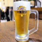 松野屋 - 生ビール（小￥430）。小サイズでも中ジョッキに近いサービスぶり