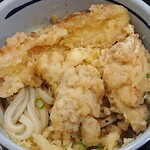 Oniyamma - おにやんま 日本橋店 冷（並）とり天ちくわ天ぶっかけのちくわ天と大きくて柔らかい食感お食べ応えがあるとり天