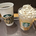 スターバックスコーヒー - ドリップコーヒーホットGrande＋キャラメリーミルクコーヒーフラペチーノTall