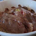 淡路鯛 空 - 炙り完了(スライスビーフ、下のビーフはお刺身状態で激旨)