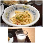 Hakata Hanamidori -  ◆切り干し大根の和え物。少しピリ辛でご飯がすすむ品。 ◆デザートの「杏仁豆腐」