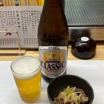 Kaisen Chaya Kaiyou - 瓶ビール サッポロクラシック＋お通し
