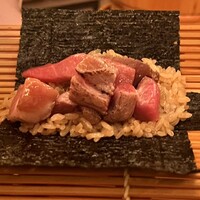 鮨おにかい＋1 - まぐろ巻き〜大トロの醤油漬け