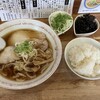 中華そば 琴の - 料理写真:太麺中華そばハーフ　半ライス　ネギ　岩海苔