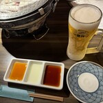 焼肉カワラ屋 - 生ビールスタート（一番搾り）