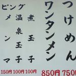 弘前軒 - 店の外に掲示してあるメニュー