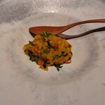 NK - 桜海老とクレソンの炊き込みご飯。リゾットに近い状態だがリゾットほど芯を残していない。このご飯も良かった。