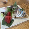 和食 八のじ - 料理写真:お刺身盛り合わせ4点…♪マグロ・真鯛・カツオ・しめ鯖 とても新鮮かつ厚切りで旨い！