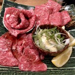 肉匠みちば - 特選神戸牛の3種盛り@¥4389