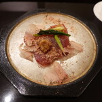 あま木 - 鰹漬け、山わさび、行者にんにく、削りたての鰹節