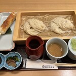 Kambun Go Nendou - 生麺・乾麺食べ比べ ¥1,100 味噌たんぽ ¥350  セットで注文しても20時過ぎてたら何も言われず単品価格で請求されます。親切でないと感じる。