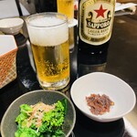 日本ばし やぶ久 - お通し　菜の花のお浸し　蕎麦味噌