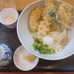 Teuchi Udon Teraya - ぶっかけ天ぷら＋温泉たまご