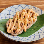 Fresh lotus root with cod roe and mayonnaise