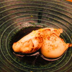 鮨処 凜 - おまかせ　１１０００円（税込）　一品料理-１　真鯛の炙り白子・すだちを掛けて　【２０２４年４月】