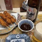 Tonkatsu Wakana - 味噌串かつとビール