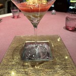 モノリス - 10. 苺のスープ、オレンジのジュレ、マスカルポーネのムース、バニラアイス。