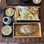 十割そば 大善 - 十割そば大盛り＆野菜天ぷら盛合せ