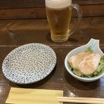 比内地鶏本格焼酎 海舟 - お通し　鶏ハムサラダ